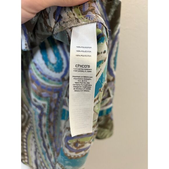 Chico's Earth Tone Popover Blouse Womens Sz XL Artsy Art to Wear Career Business - Picture 7 of 9